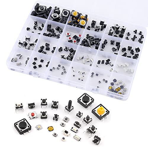 PENGLIN 250個 タクトスイッチ セット 押しボタンスイッチ モーメンタリ触覚タクトプッシュボタンスイッチ 表面実装 25種類 DIP 2<em>4 3</em>6 4<em>4 6</em>6 収納ケース付き